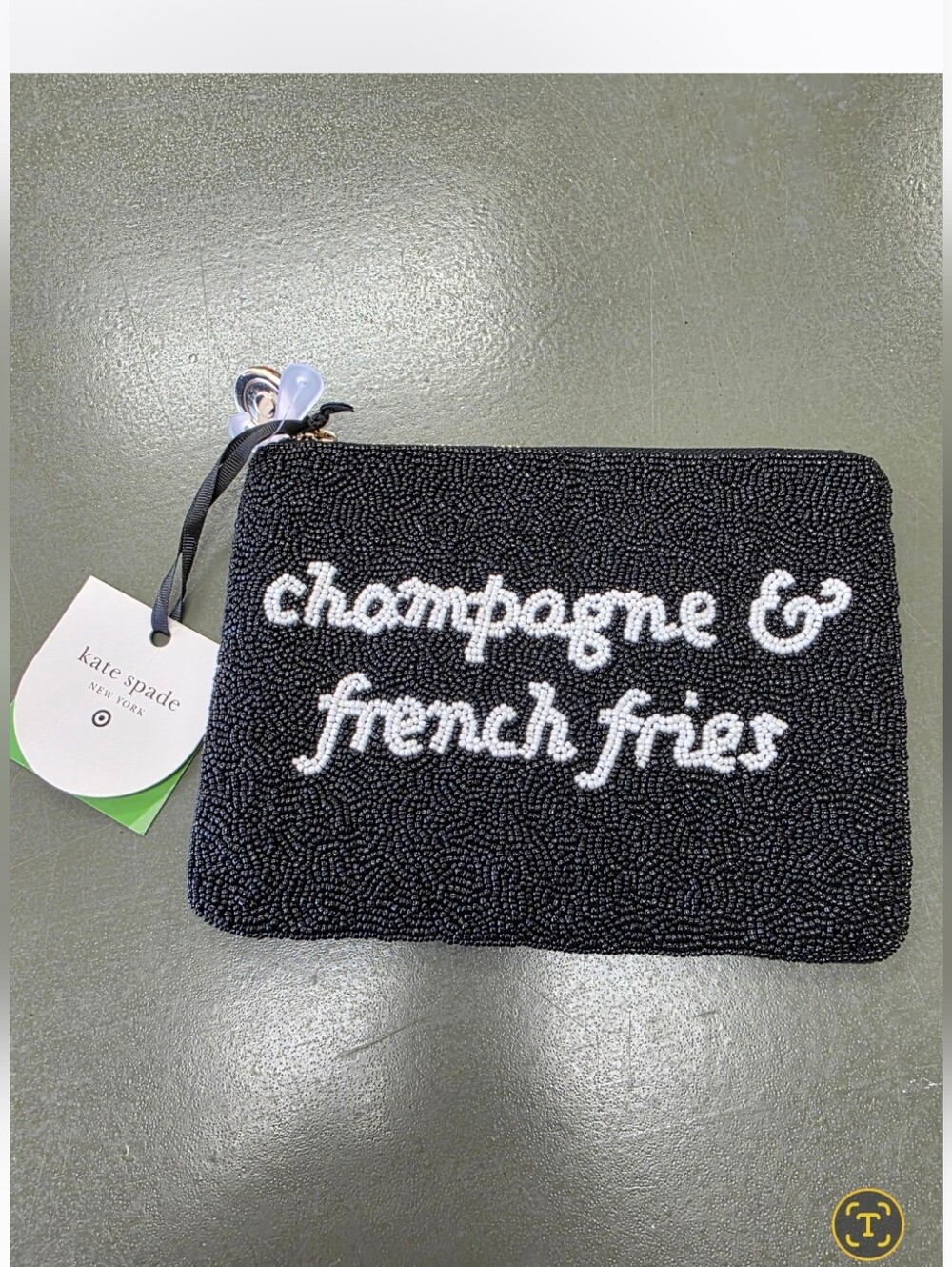 Kate Spade × Target Champagne And French Fries Nwt Small Cosmetic Bag